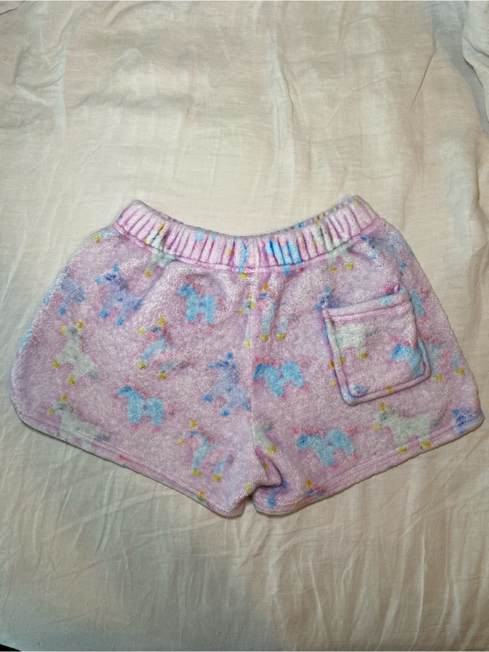 Pink Unicorn Print Cozy Kids Shorts